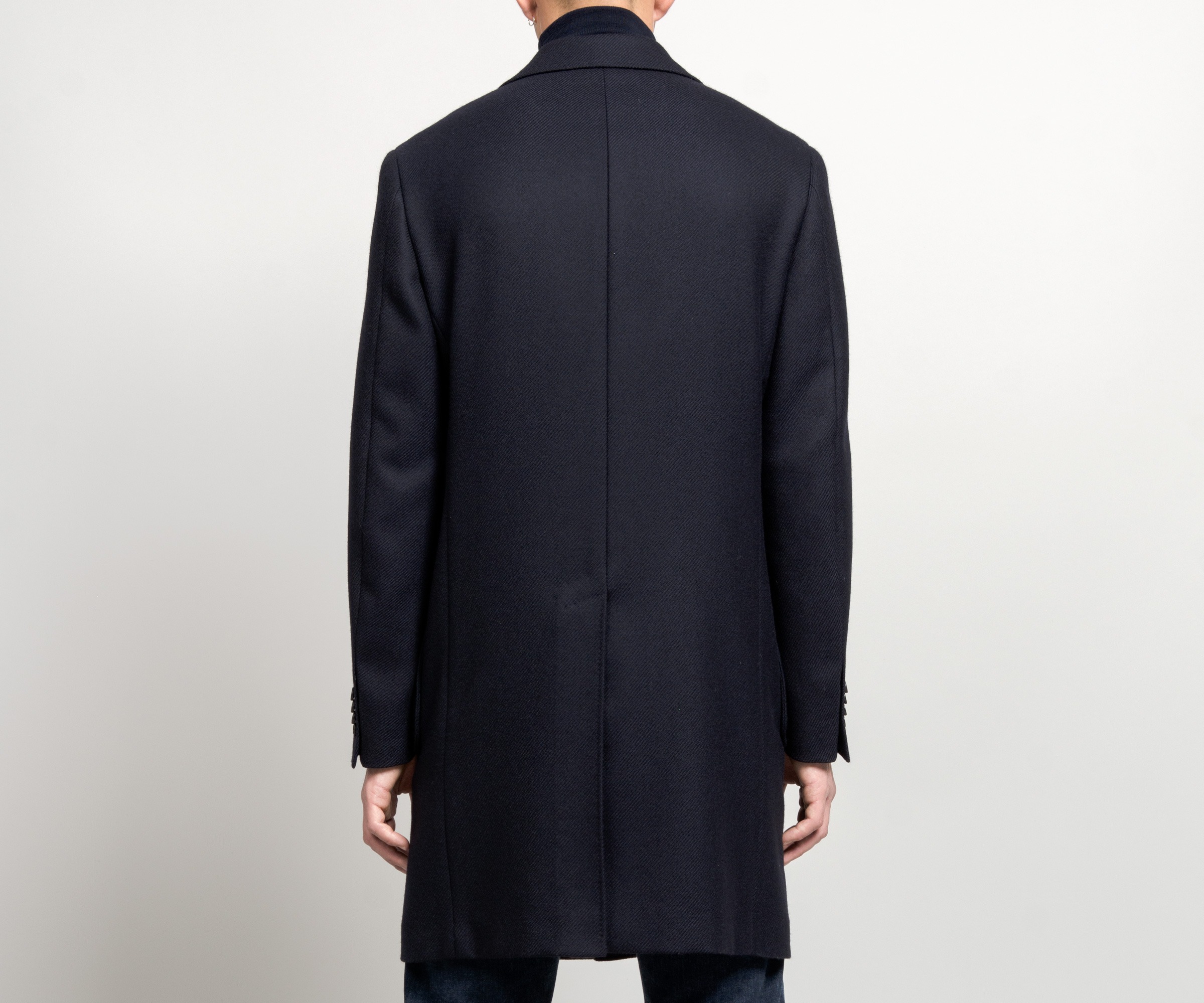 Canali 'Kei' Diagonal Rib Overcoat Navy