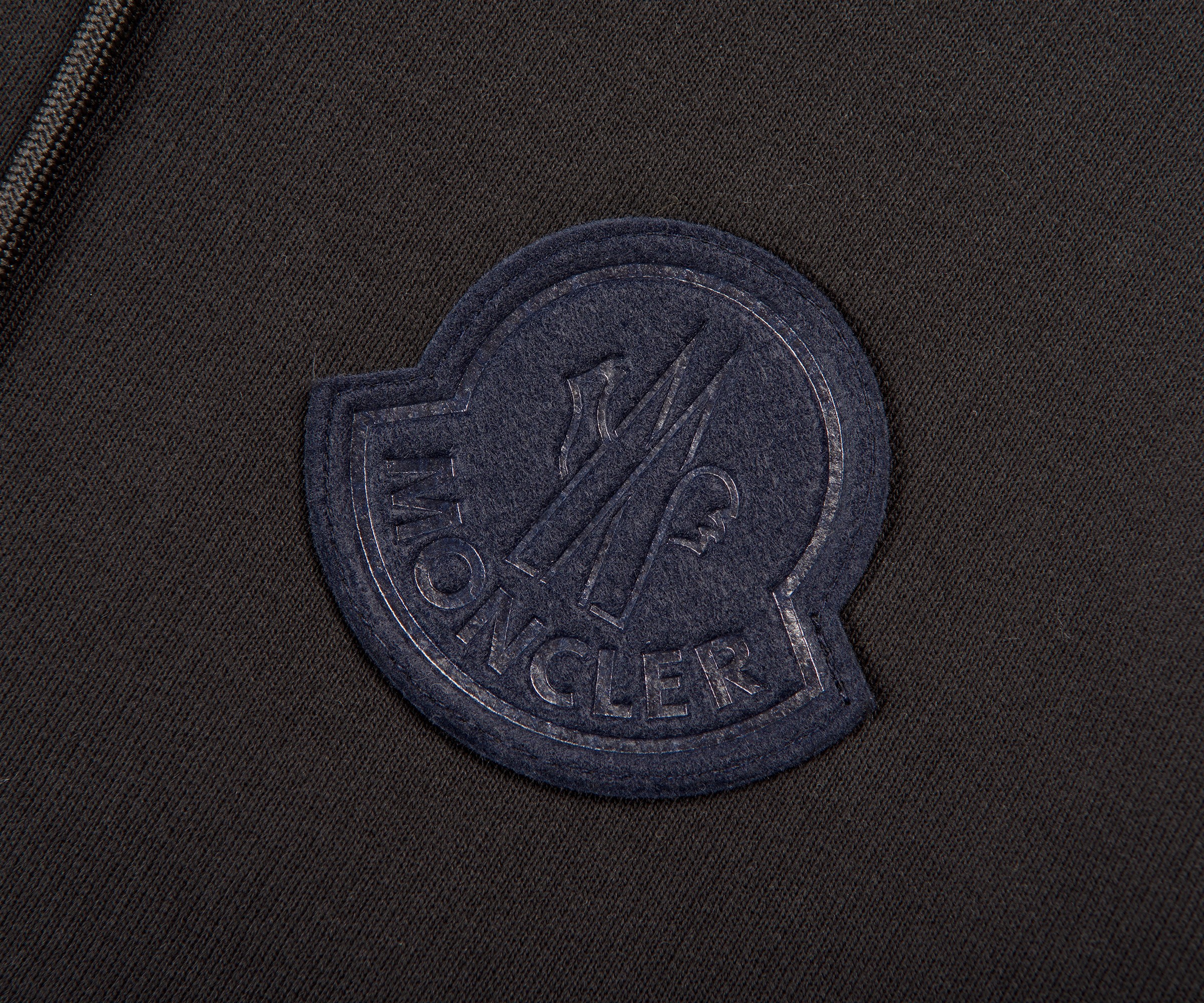 Moncler Rubber Logo Patch Full Zip Up Hoodie Black