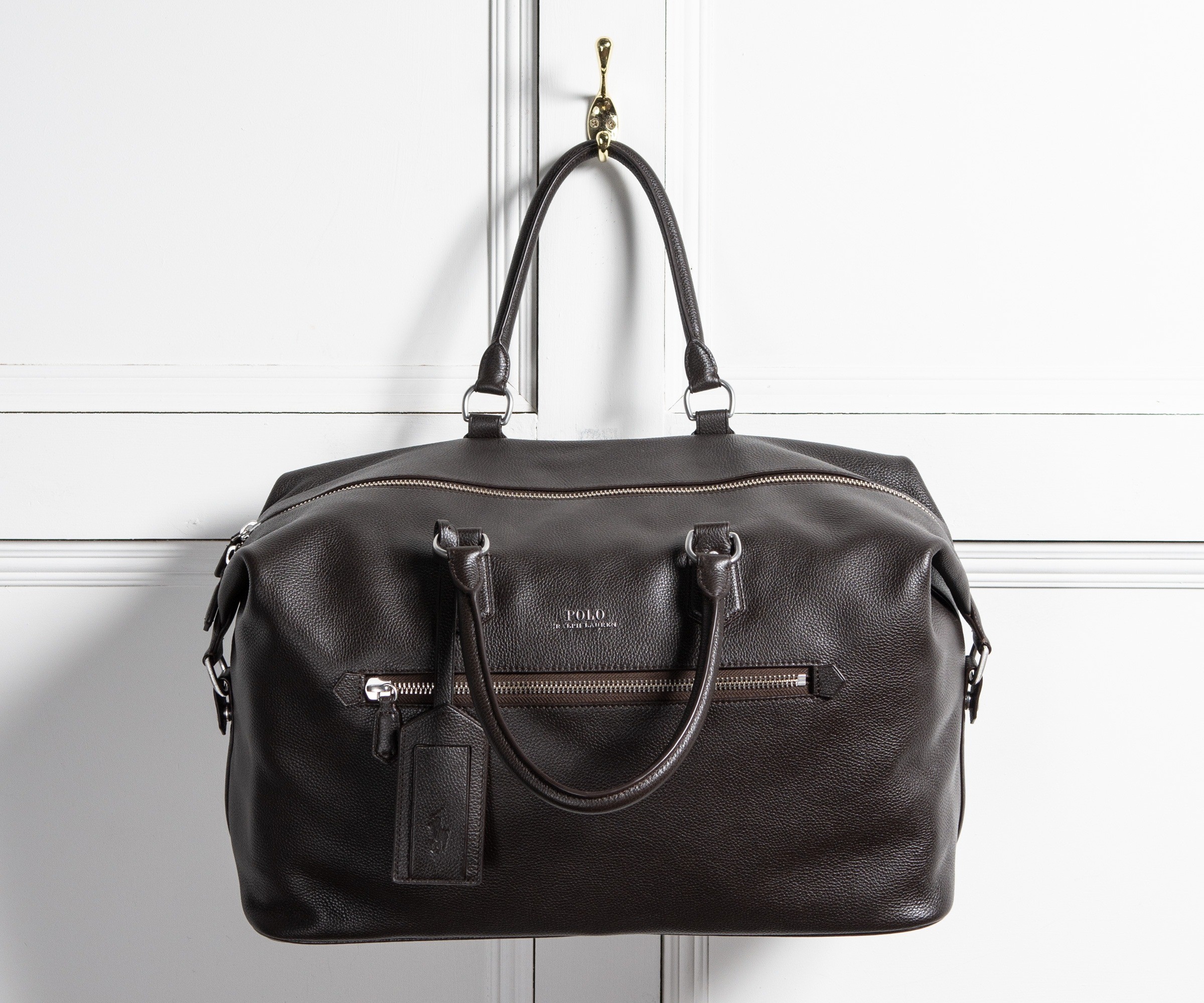 Polo Ralph Lauren Pebbled Leather Holdall Dark Brown