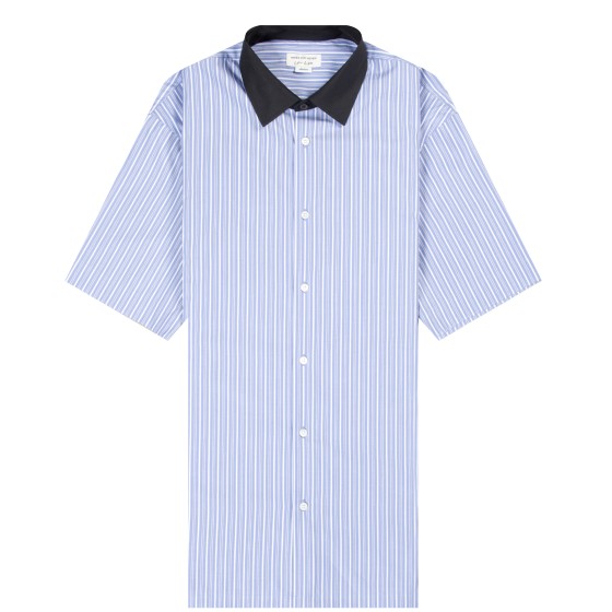 Dries Van Noten 'Cassidy Patch' Striped Cotton-Poplin Shirt Blue/White