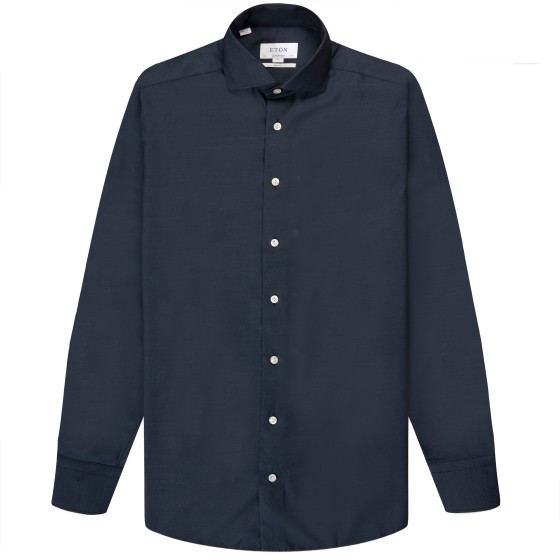 Eton Brushed Merino Wool Contemporary Fit Shirt Navy