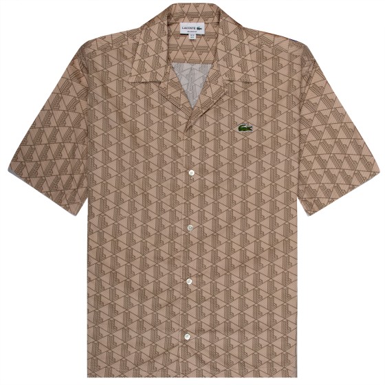 Lacoste Monogramed SS Shirt Brown