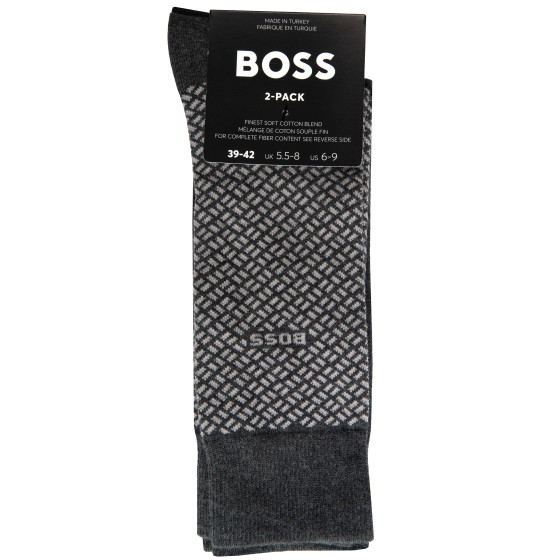 HUGO BOSS 2P Mini Cube Print Socks Grey