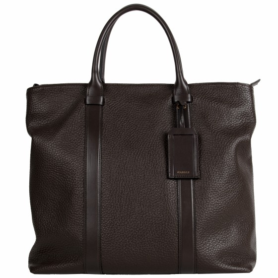 Canali Tote Leather Bag Dark Brown