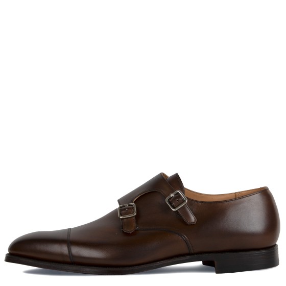 Crockett & Jones Lowndes Double Monk Strap Calf Leather Shoe Dark Brown