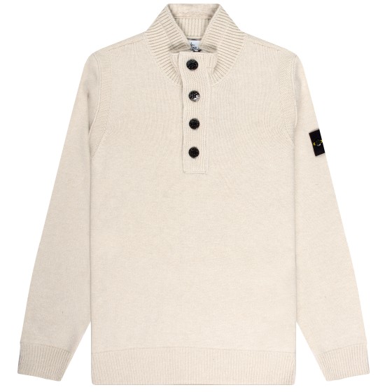 Stone Island 1/4 Button Knitted Jumper Plaster