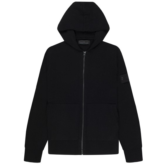 Stone Island Ghost Full Zip Knitted Hoodie Black