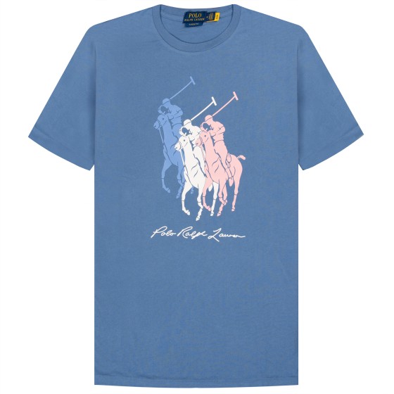 Polo Ralph Lauren Pony Motif Print T-Shirt Nimes Blue