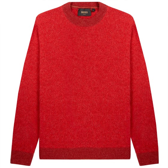 HUGO BOSS L-Mago Alpaca Blend Crewneck Sweater Medium Red