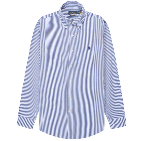 Polo Ralph Lauren Custom Fit Striped Stretch Poplin Shirt Blue/White