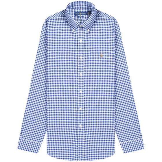 Polo Ralph Lauren 'Slim Fit' Gingham Oxford Shirt Blue/White