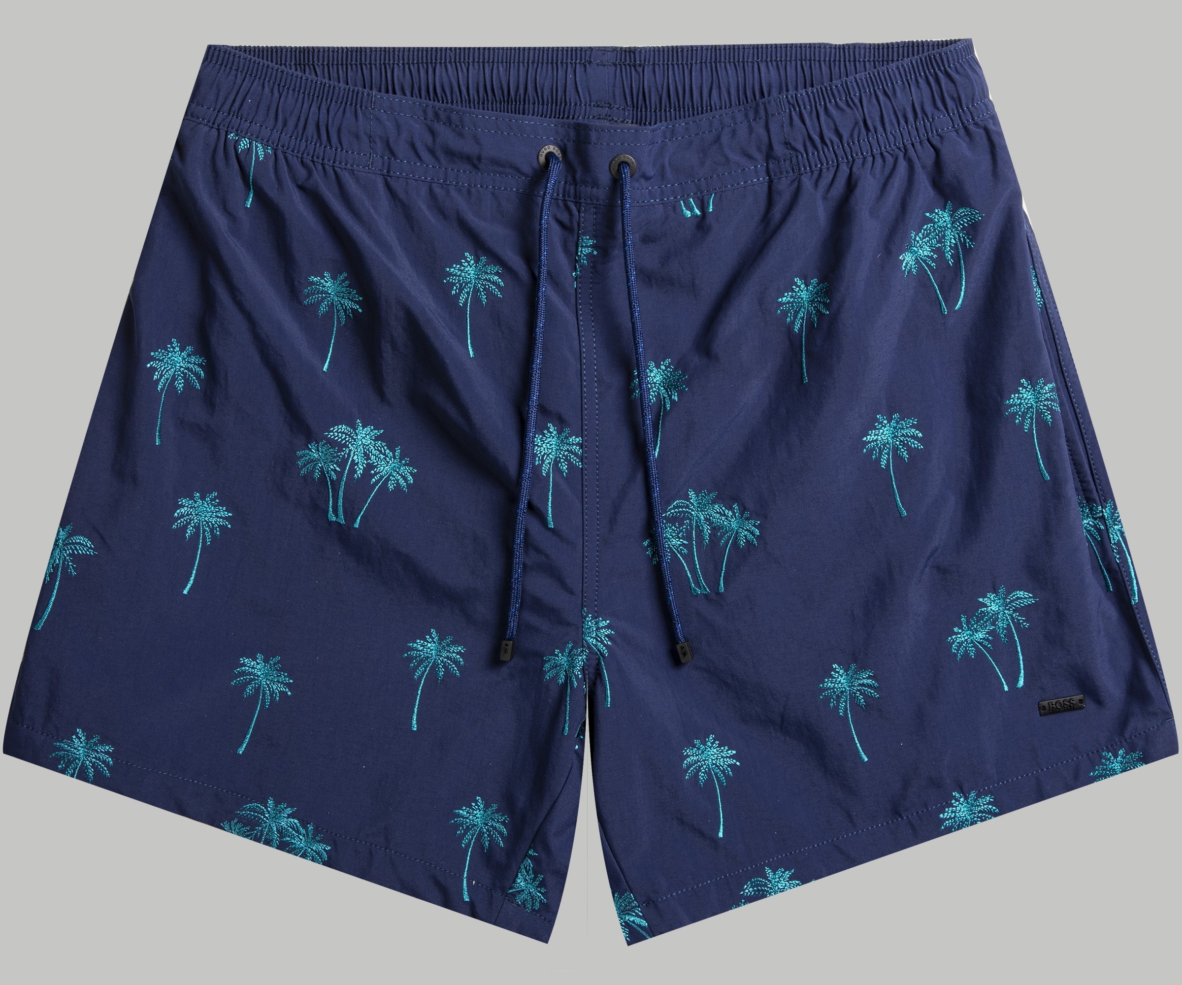 HUGO BOSS 'Piranha' Palm Tree Swim Shorts Navy