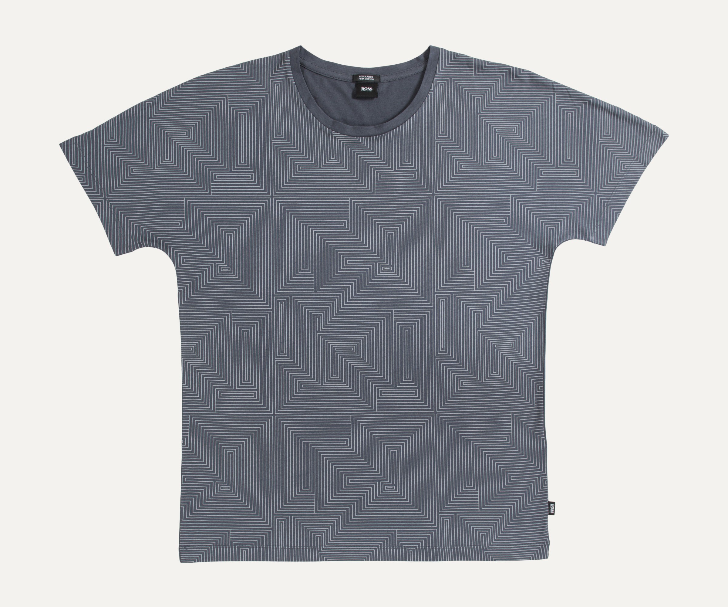Hugo Boss 'Tilburt 14' Maze Print T-Shirt Grey