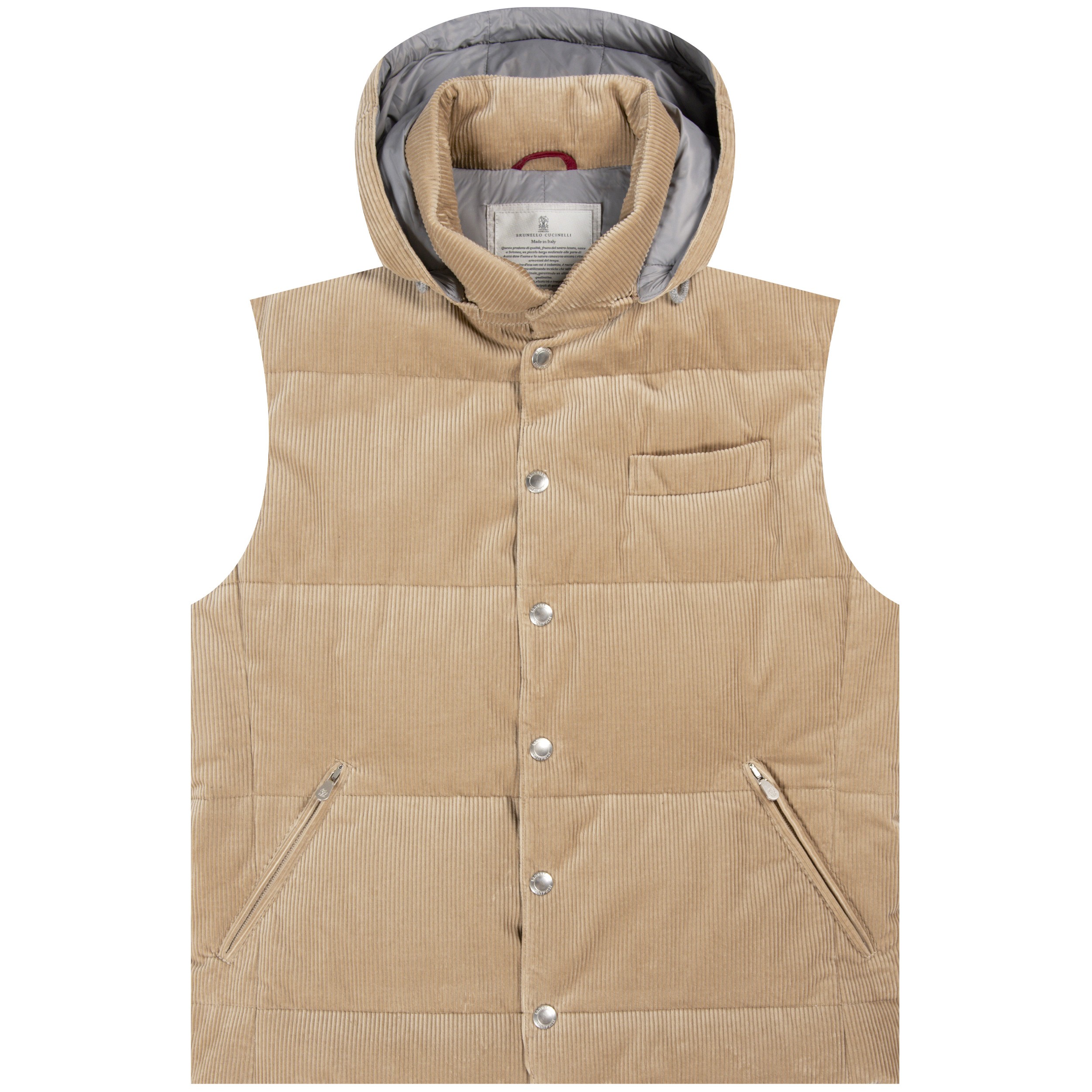 BRUNELLO CUCINELLI 'Hooded' Corduroy Full Buttoned Gilet