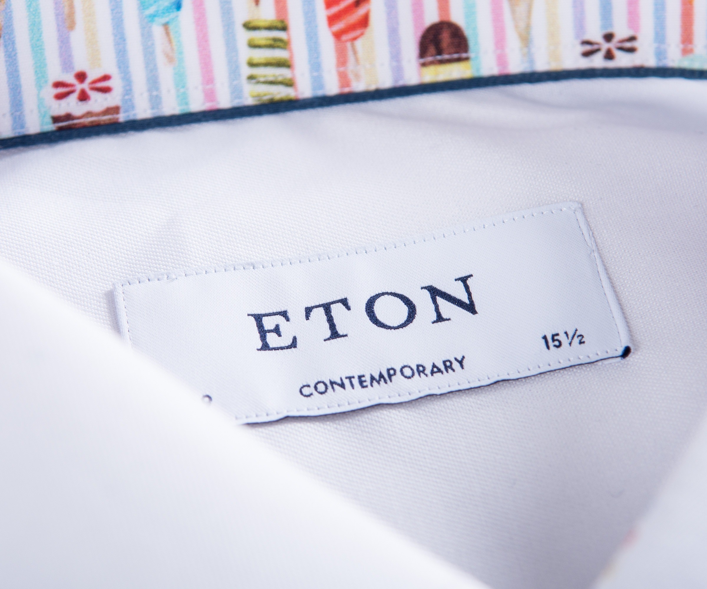 Eton Contemporary Fit Shirt With Ice Cream Detail White