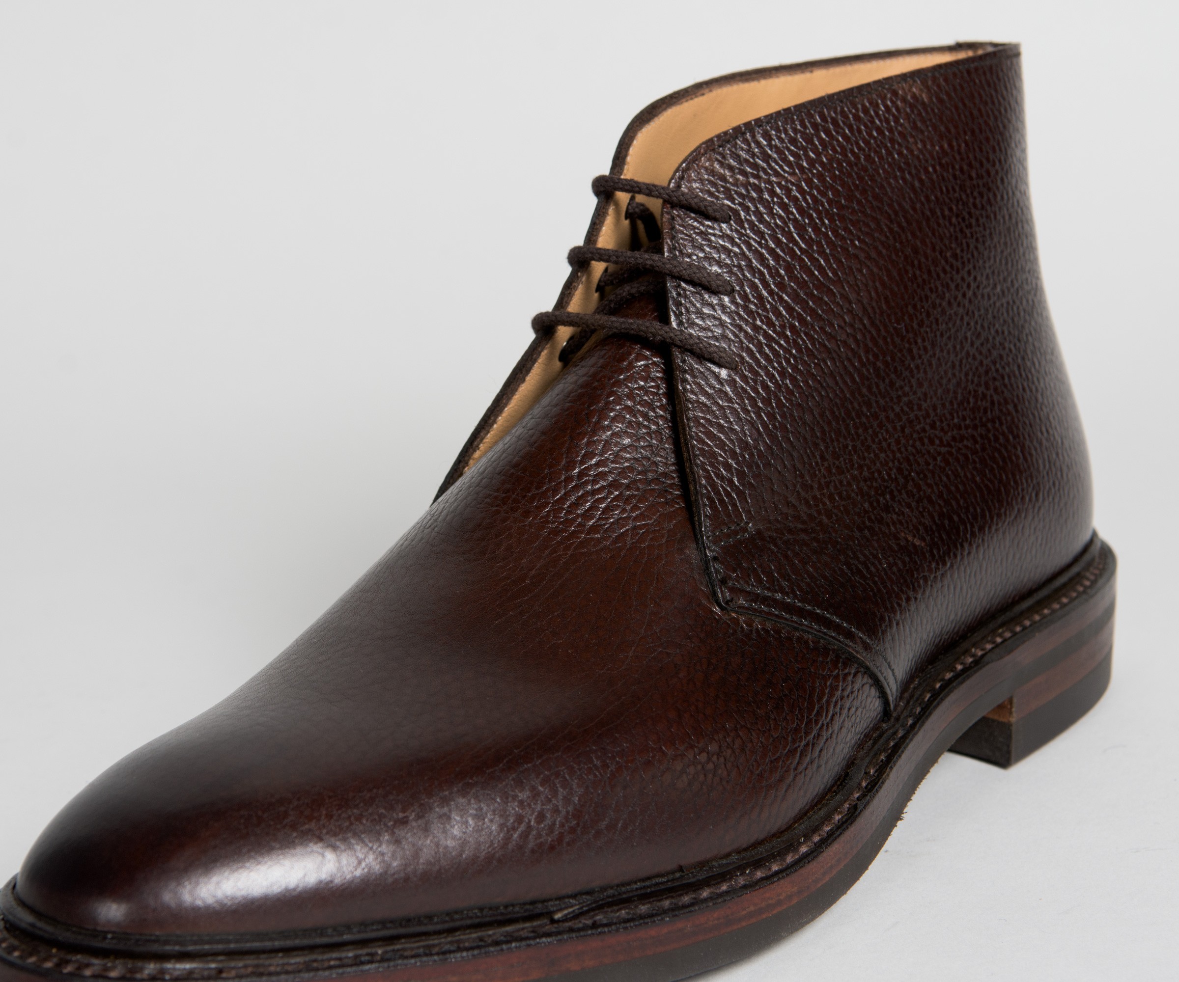 Crockett & Jones Brecon Grained Calf Leather Boot With Danite Sole Dark  Brown