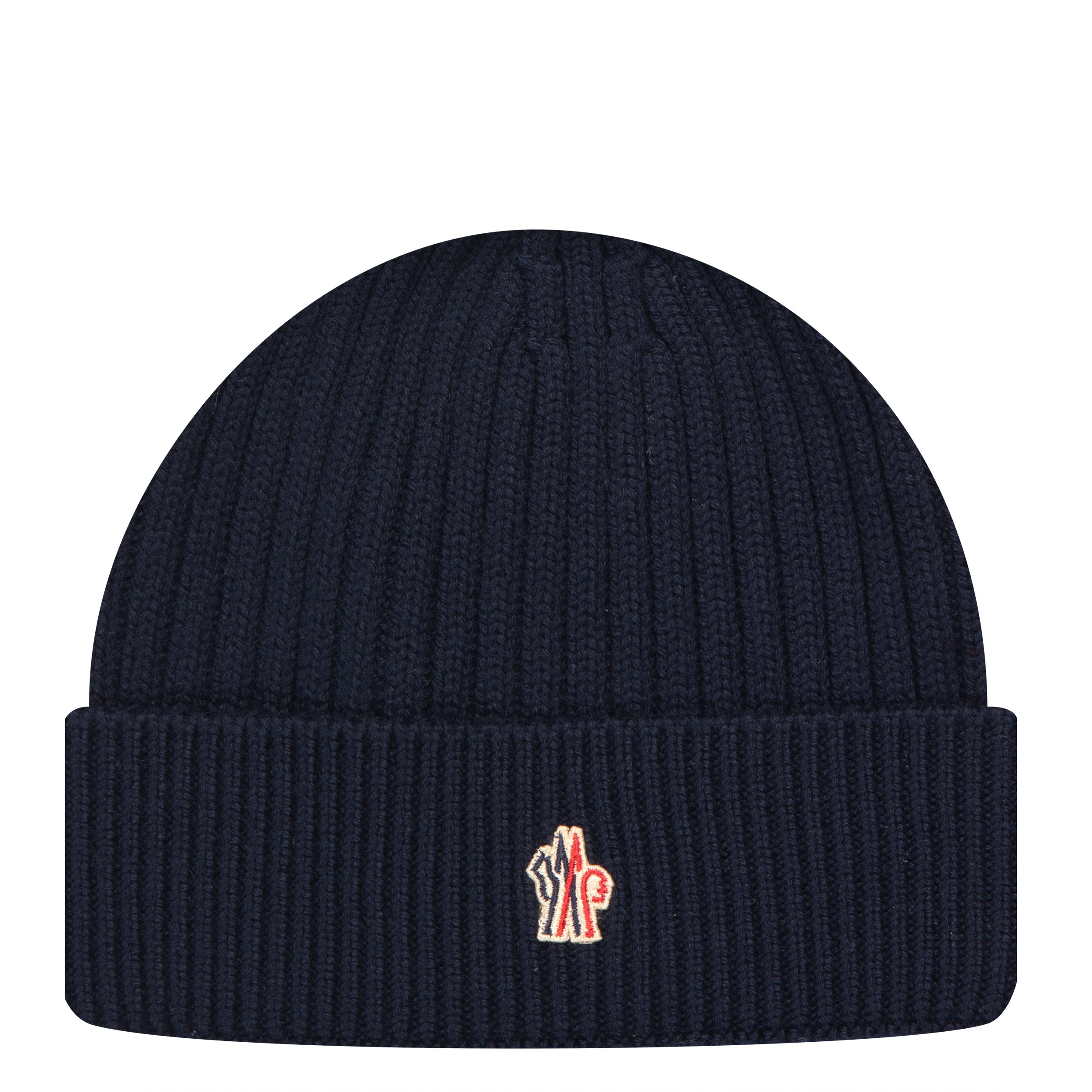 Moncler Grenoble Ribbed Wool Beanie Hat Navy