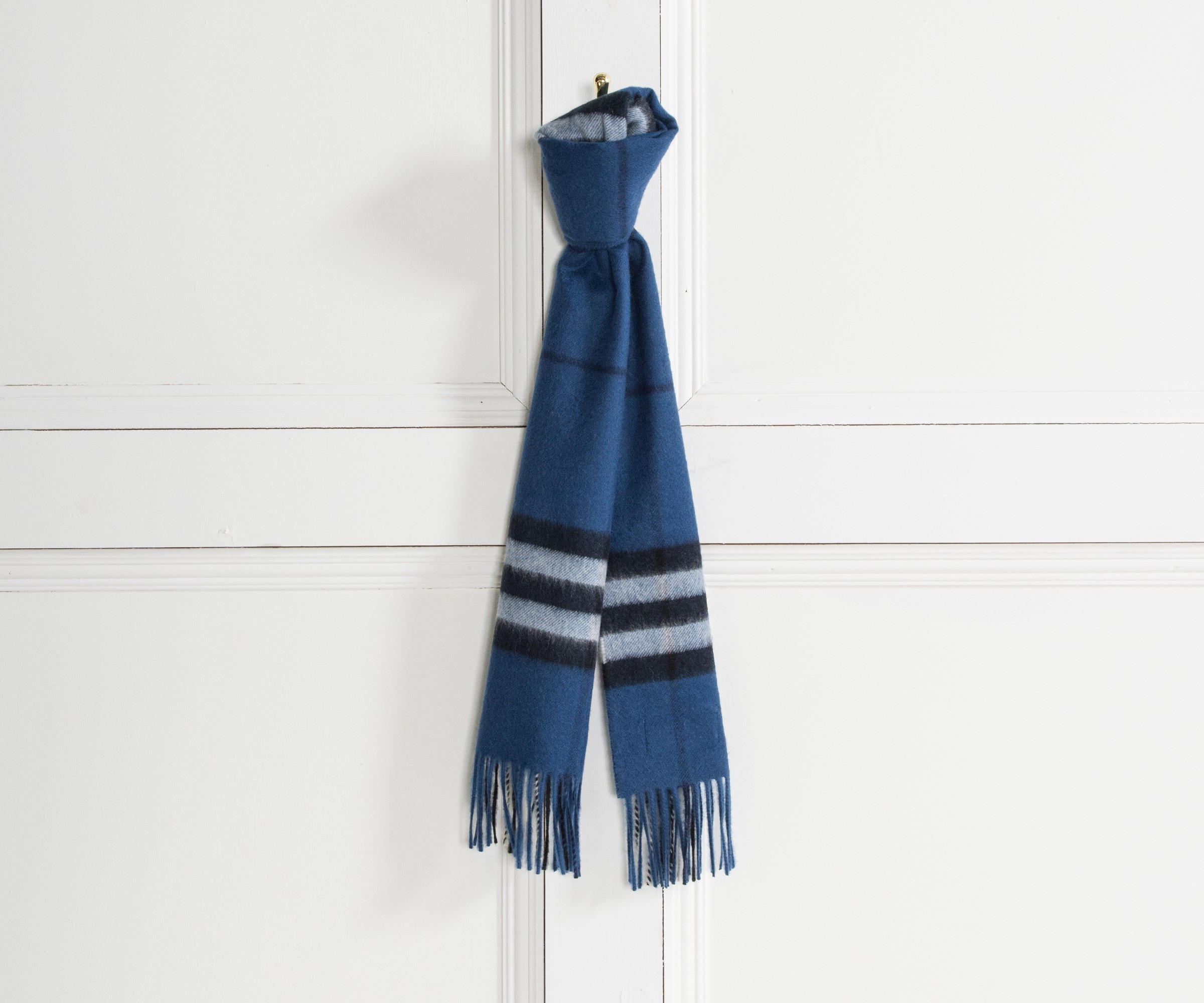Burberry Giant Icon Check Cashmere Scarf Cadet Blue