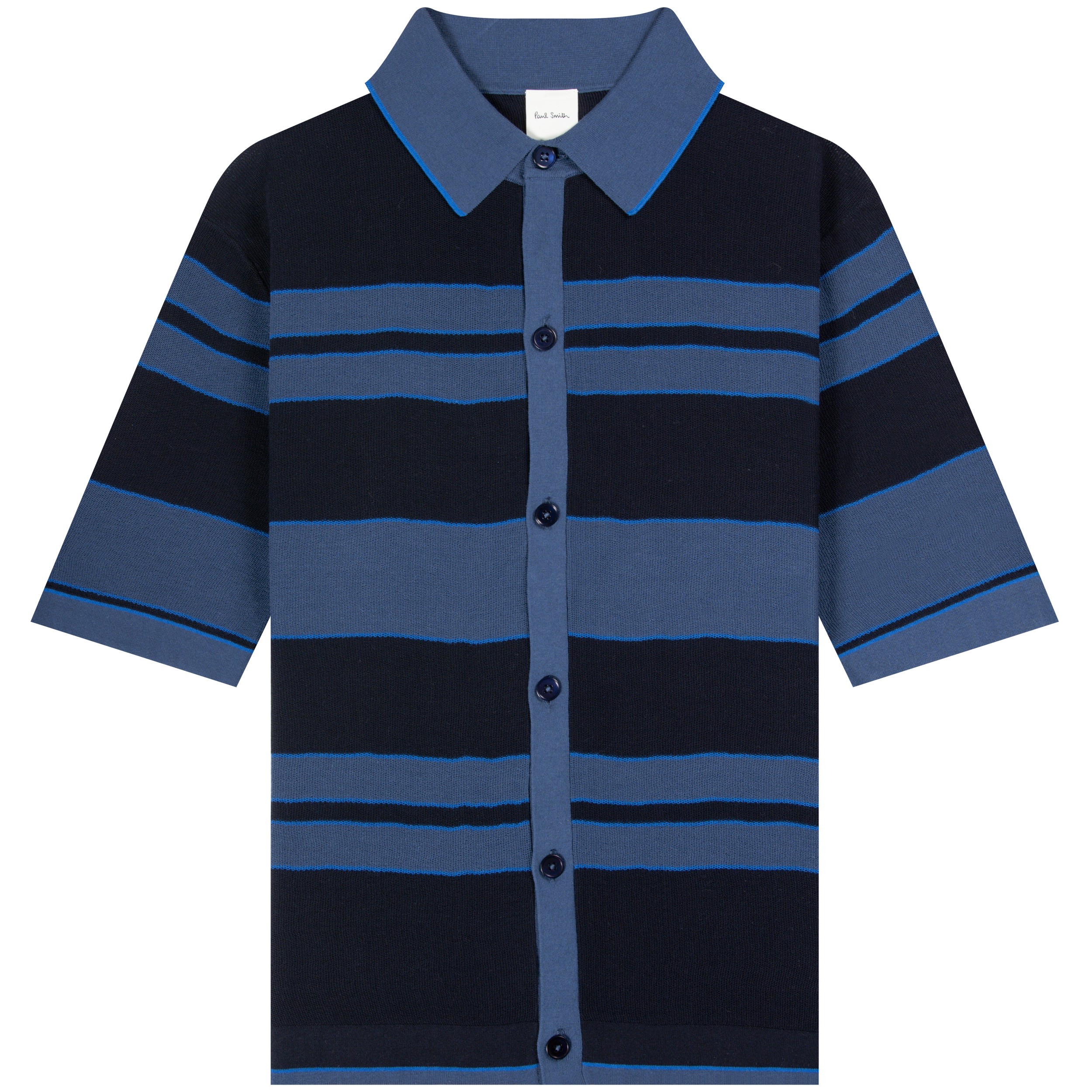 Paul Smith 'Full Button' Stripe Polo Shirt Dark Navy