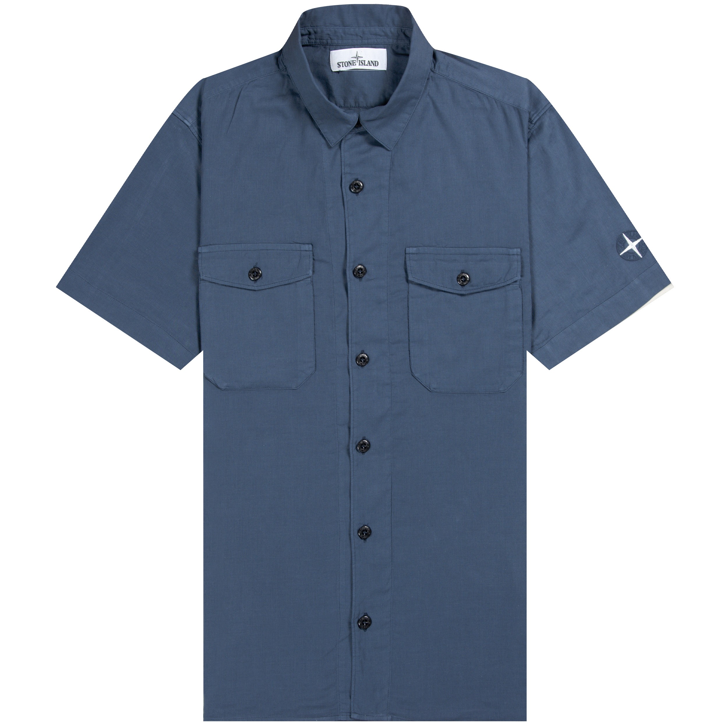 Stone Island Soft Cotton Short Sleeved Shirt Blue Marine