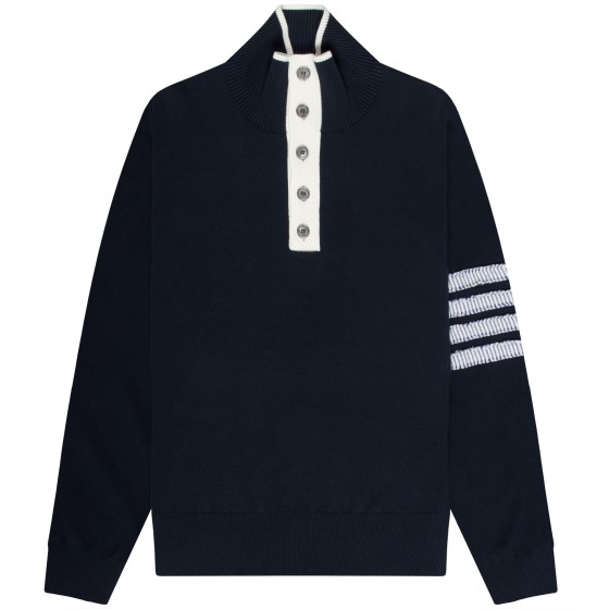 Thom Browne 4 Bar Arm Detail Cotton Knit Navy