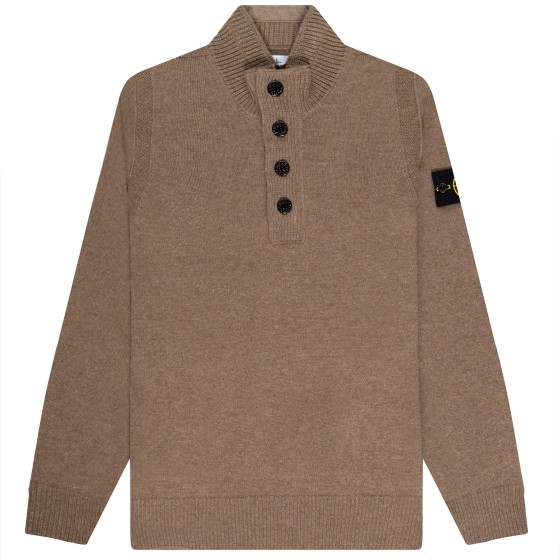 Stone Island 1/4 Button Knitted Jumper Walnut