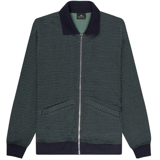 Paul Smith PS Full Zip Weaved Cardigan Navy/Turquoise