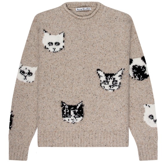 Acne Studios Cat Jacquard Knit Beige