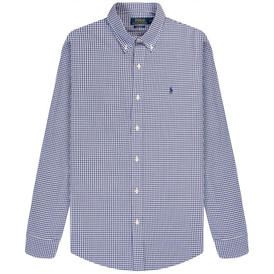 Polo Ralph Lauren Custom Fit Gingham Stretch Poplin Shirt Navy/White