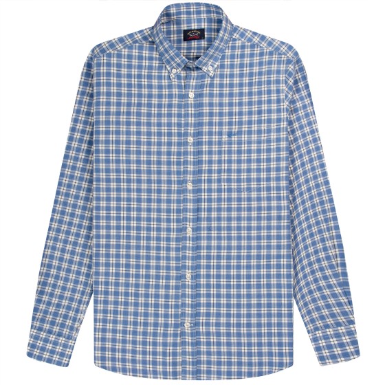 Paul & Shark J Fit Check Button Down Shirt Blue/White