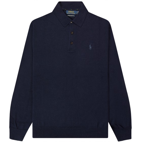 Polo Ralph Lauren Washable Wool Polo-Collar Jumper Hunter Navy