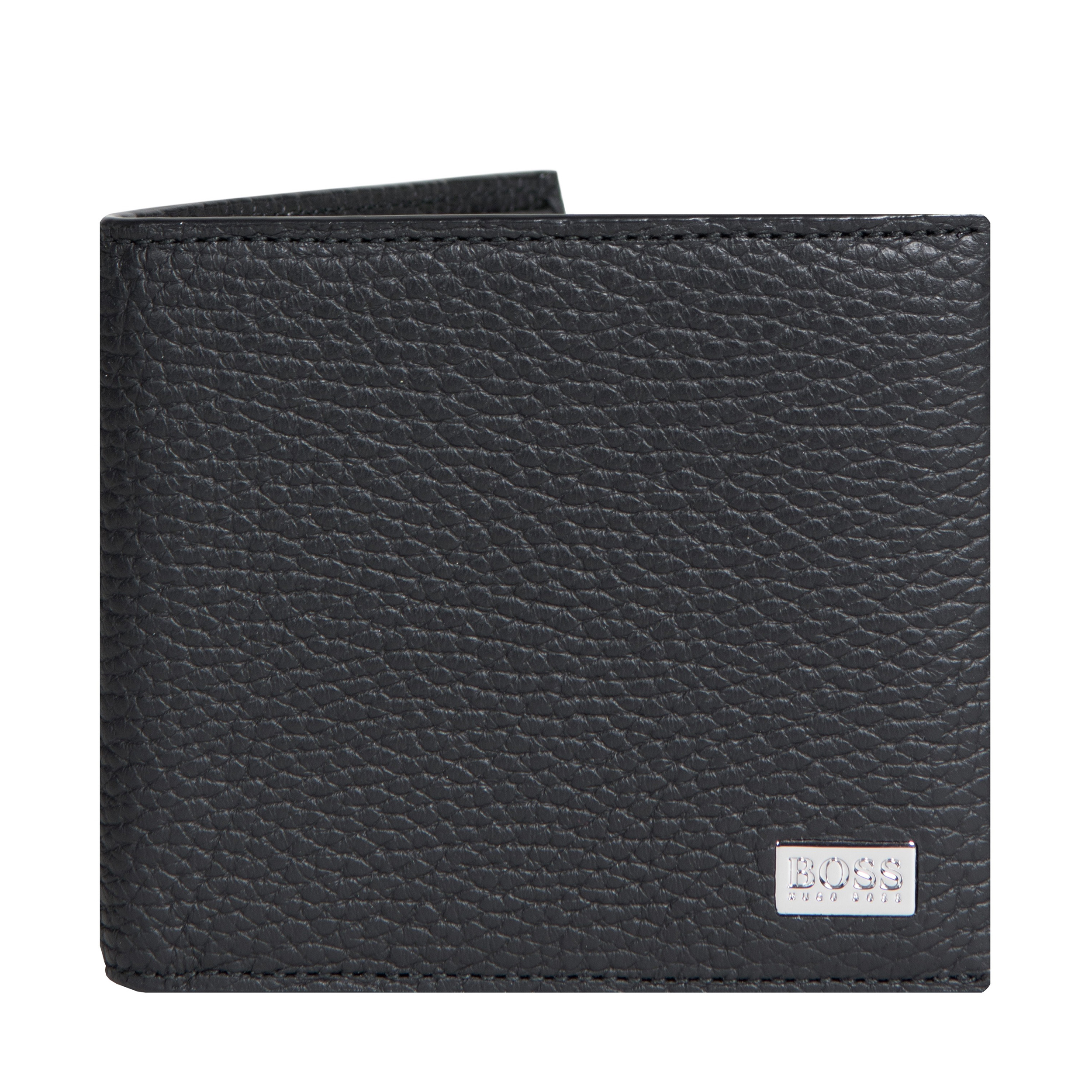 HUGO BOSS 'Crosstown_8cc' 8-Card Grained Leather Billfold Wallet Black