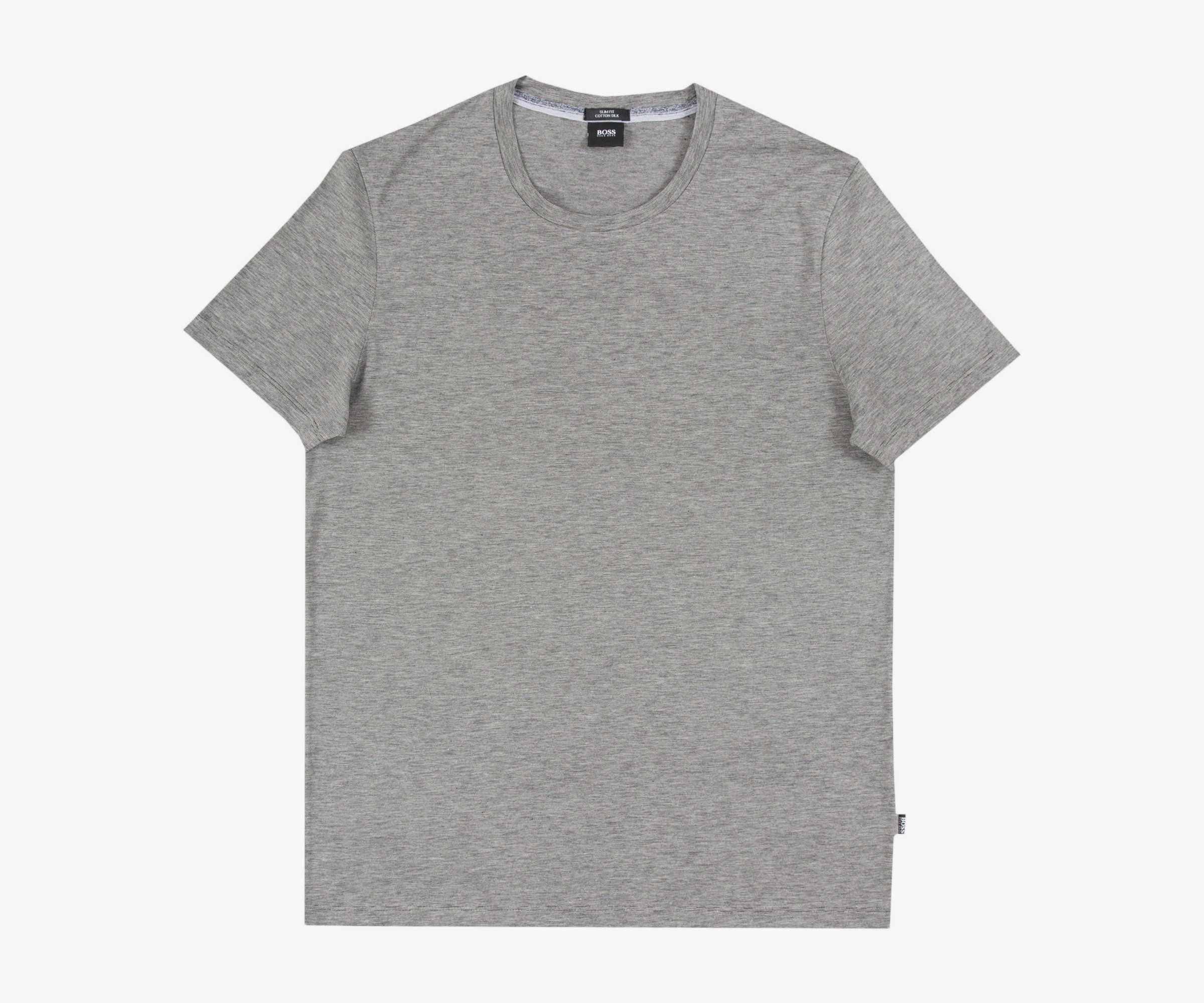 Hugo Boss 'Tessler 10' Fine Stripe Cotton & Silk T-Shirt Grey