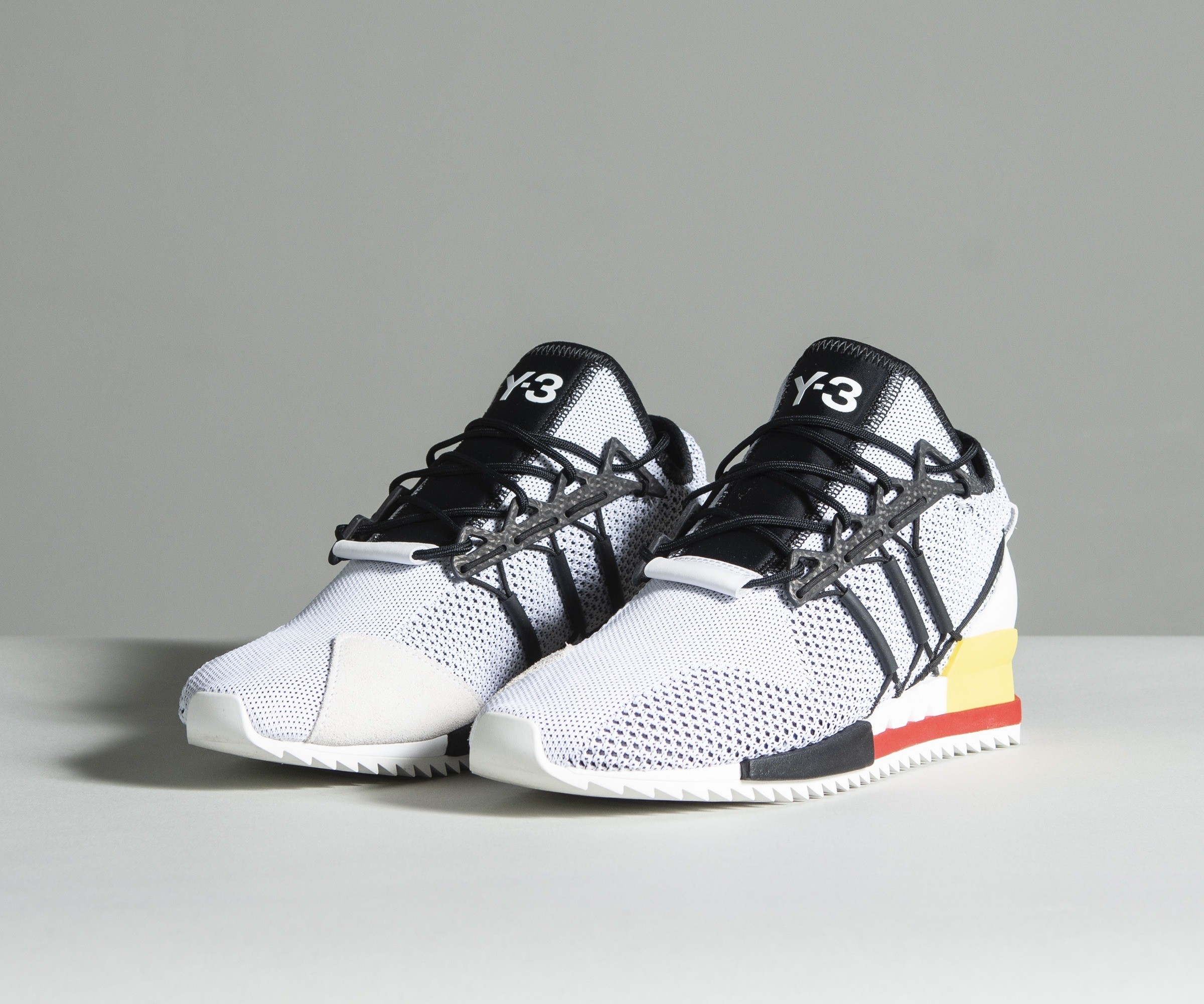 Y-3 'Harigane' Primeknit Trainers White/Yellow/Red