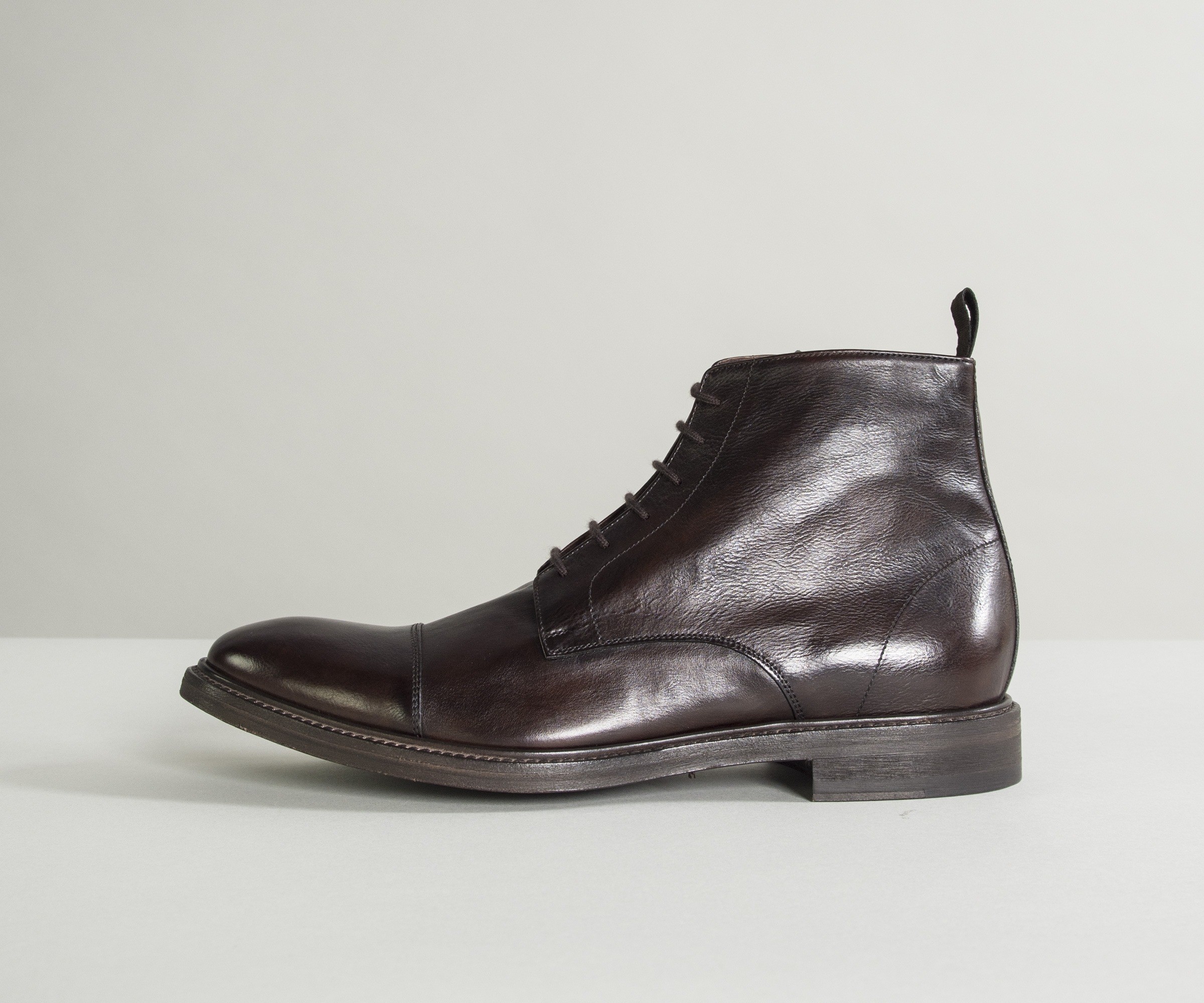 Paul Smith Shoes 'Jarman' Dip-Dyed Calf Leather Boot Dark Brown