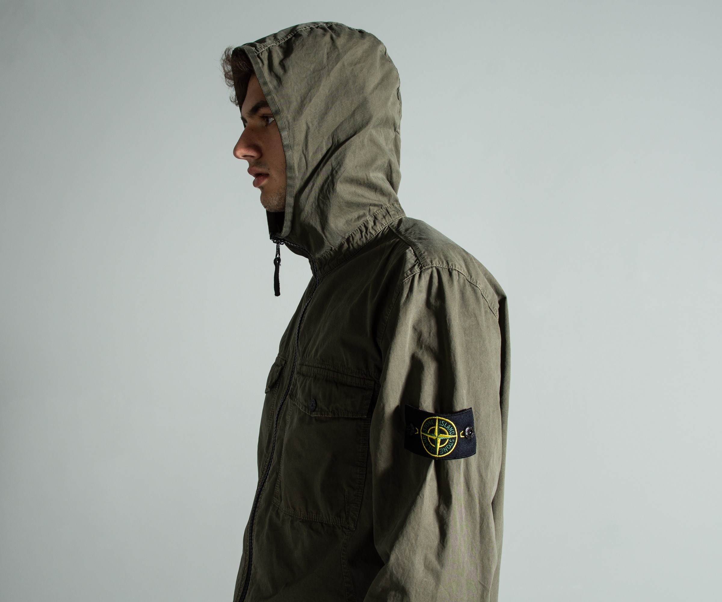 Stone Island 'OLD Effect' Hooded Overshirt Military Green