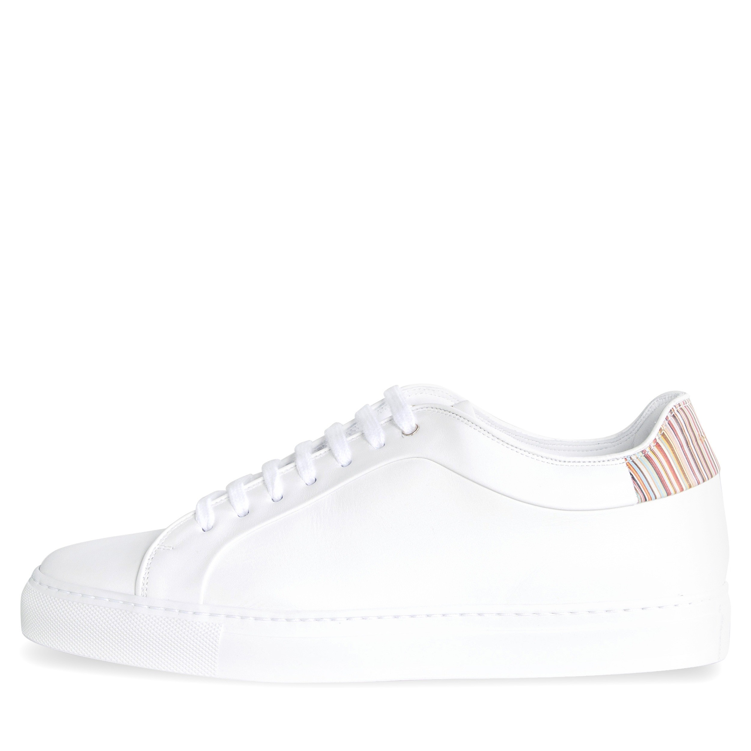 Paul Smith Shoes 'Basso' Trainers With Multi Stripe Heel White