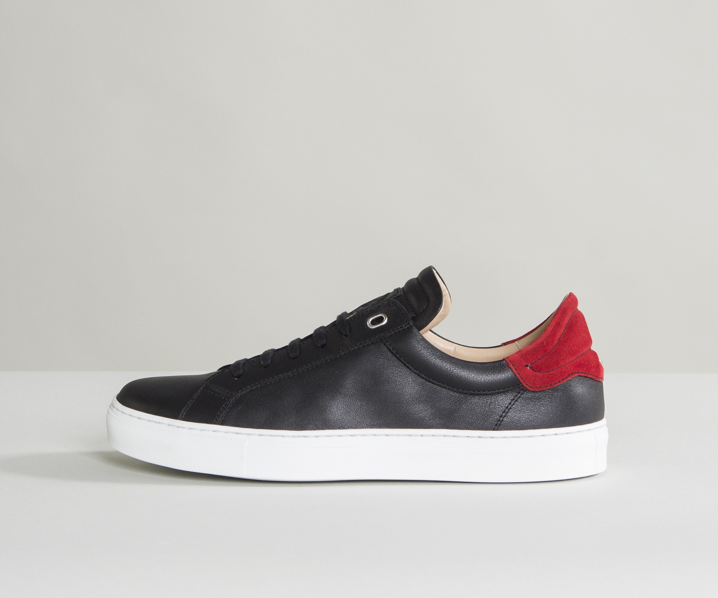 'Dagenham 2.0' Leather Trainers With Suede Heel Black/Red