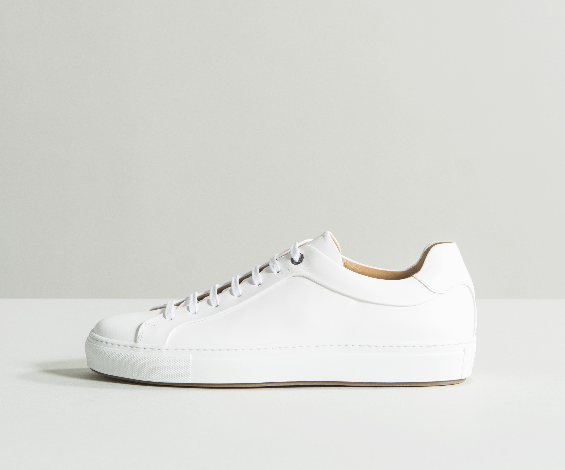 Hugo Boss 'Mirage_Tenn' Tennis-Style Burnished Leather Trainers White