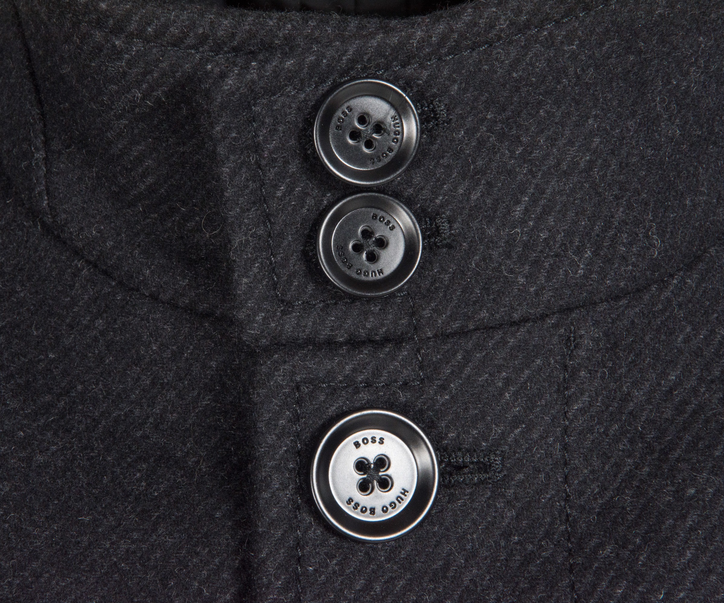 Hugo Boss 'Camlow' Diagonal Weave Wool Overcoat Charcoal
