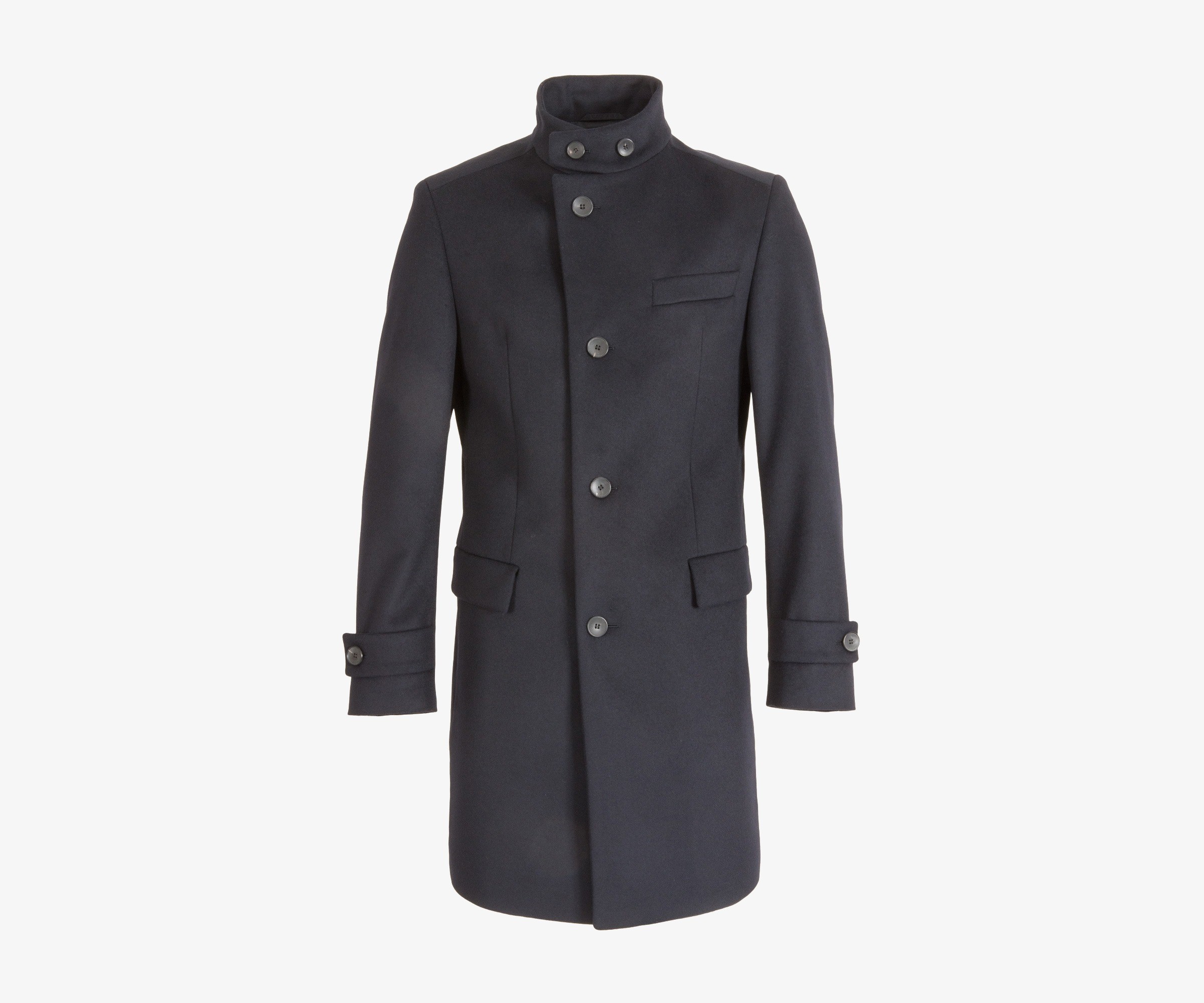 HUGO BOSS 'Sintrax1' Cashmere & Wool Overcoat Navy