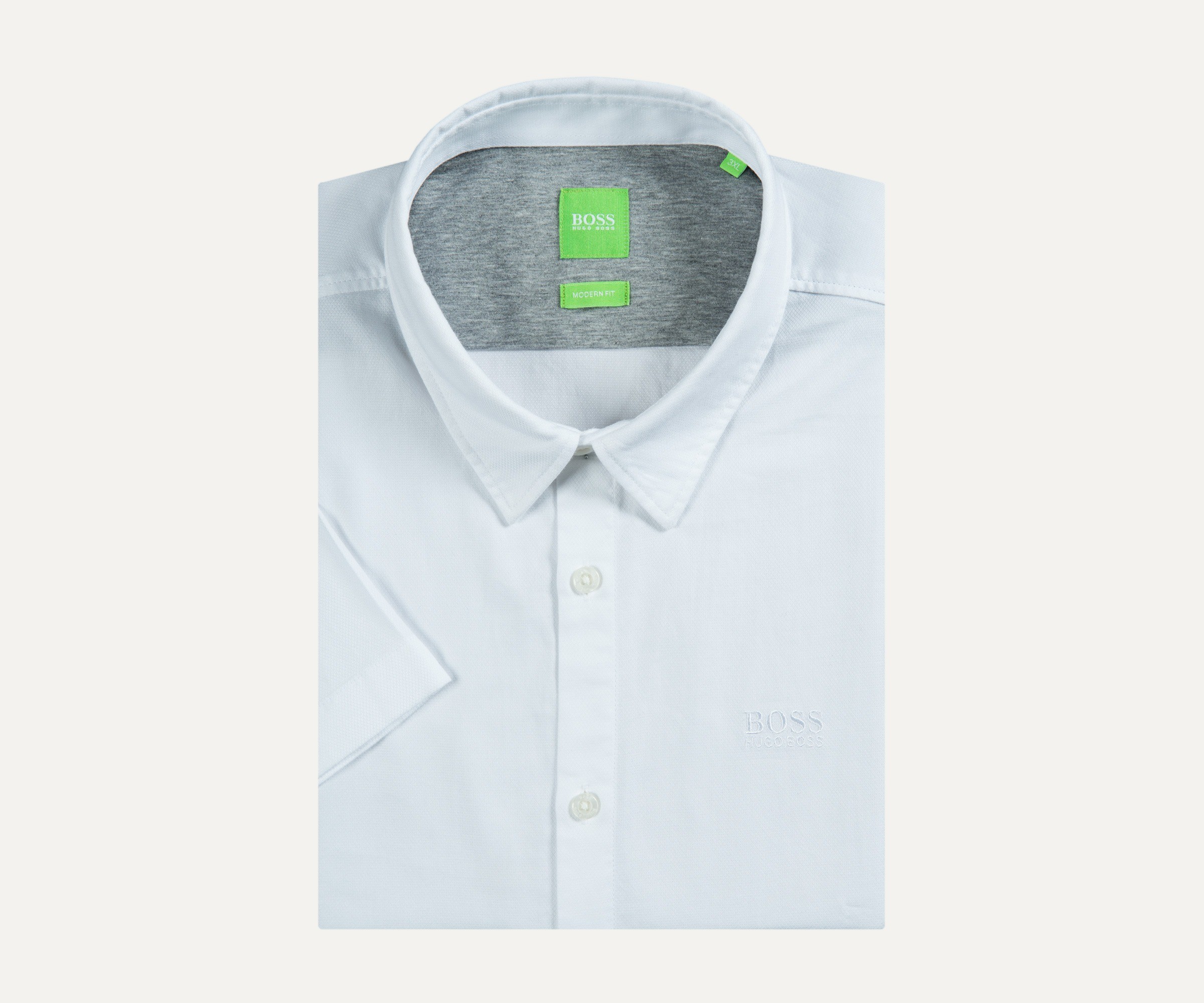 Hugo Boss Green 'C-Busterino' Plain Short Sleeved Logo Shirt White
