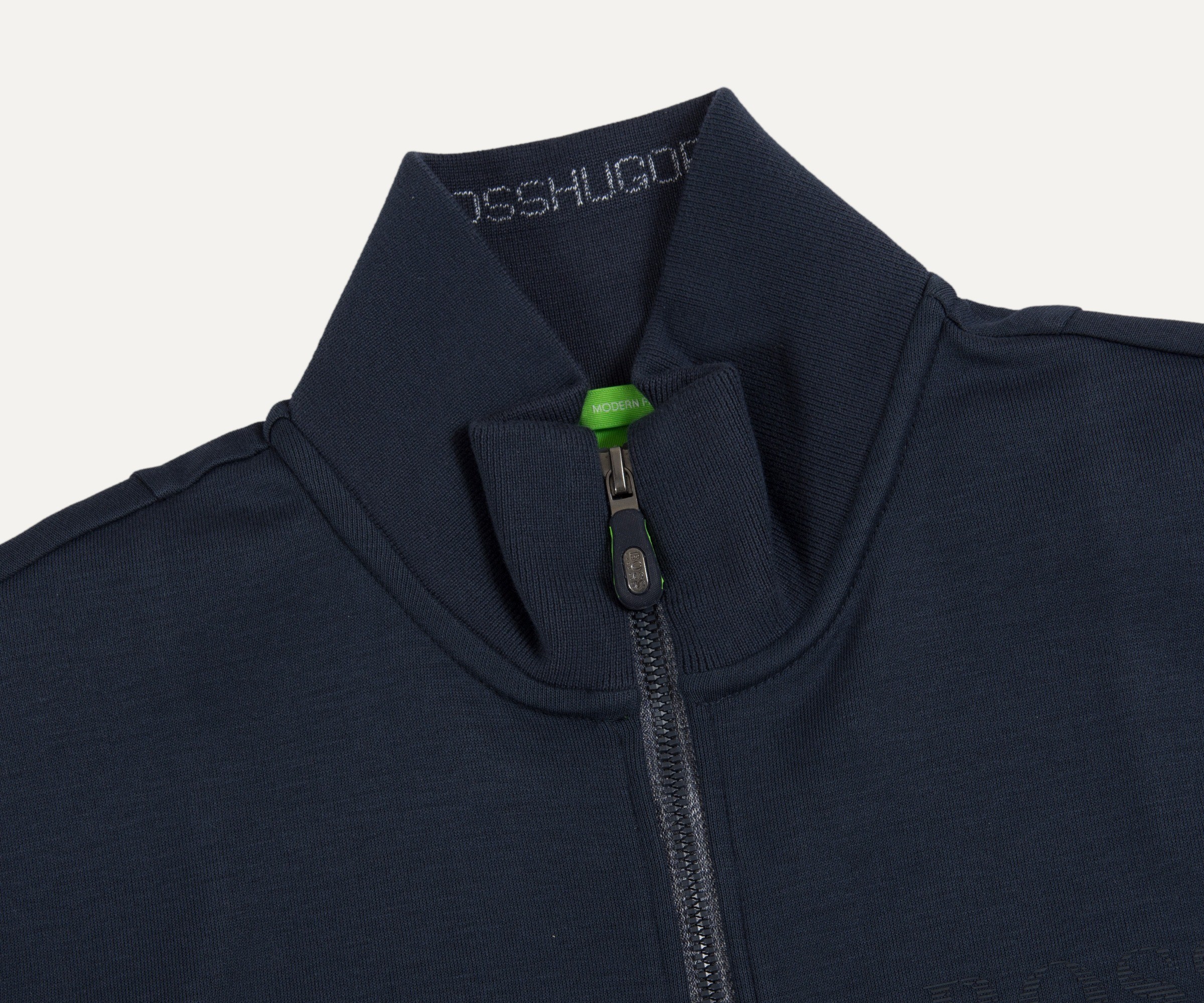 Hugo Boss Green 'Skaz' Full Zip Collared Sweatshirt Navy