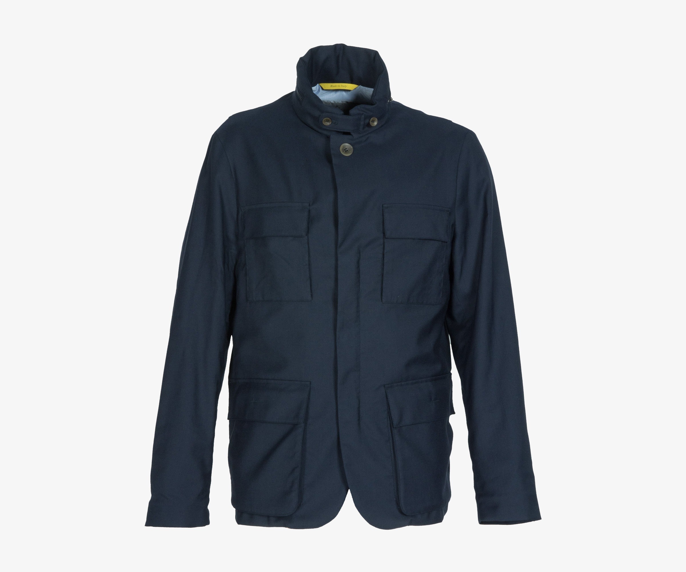 Canali Rain Protection Wool Crepe Field Jacket Dark Navy