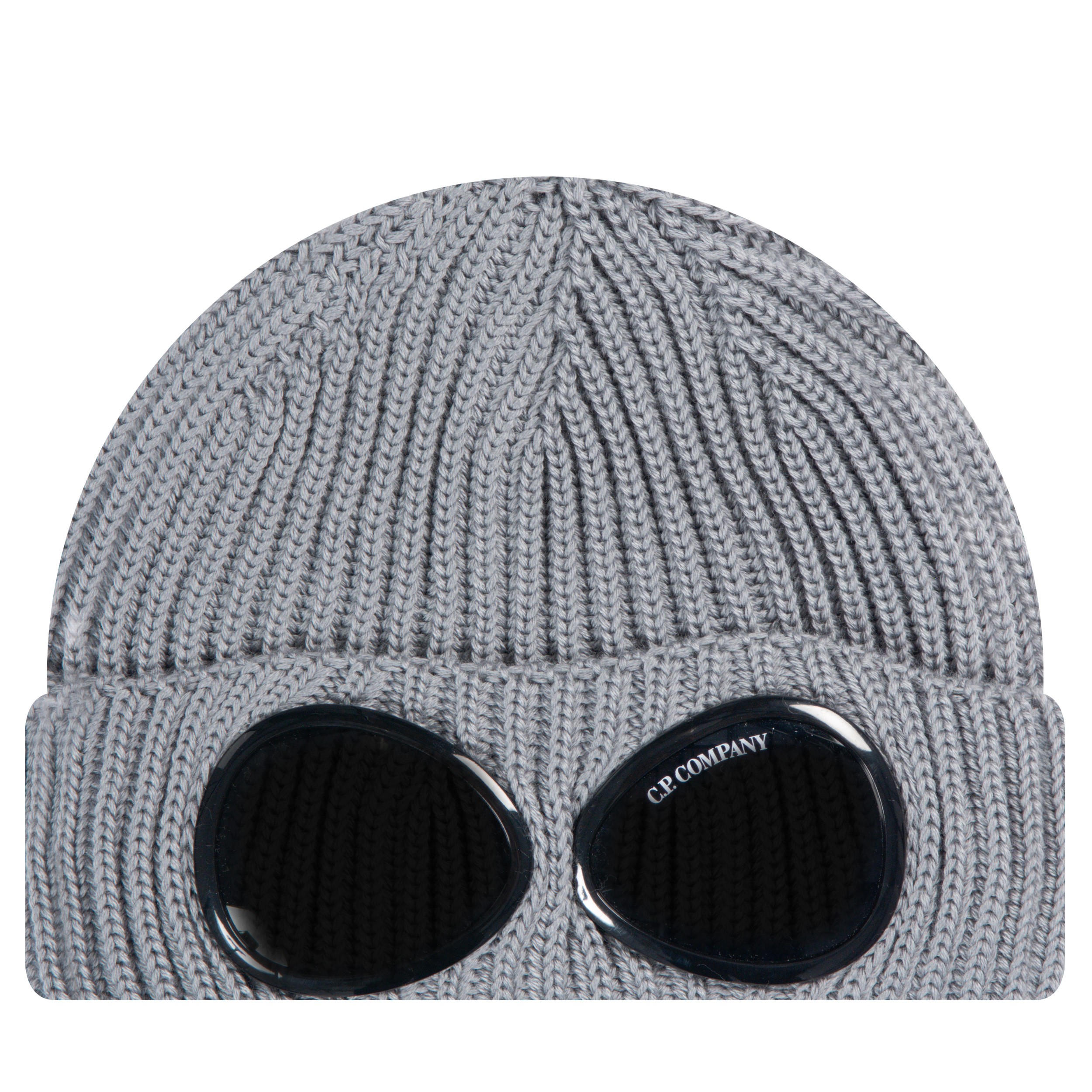 CP Company 'Cotton Knit' Double Goggle Beanie Grey
