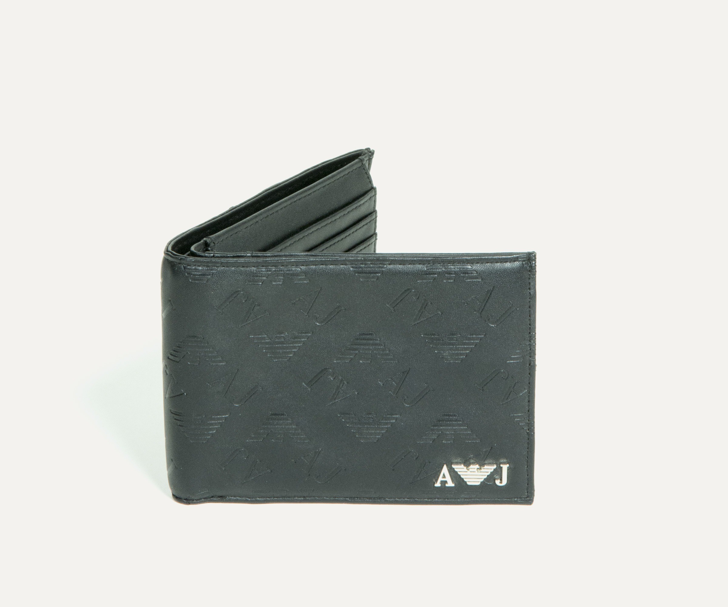Emporio Armani Embossed Eagle Logo Wallet Black