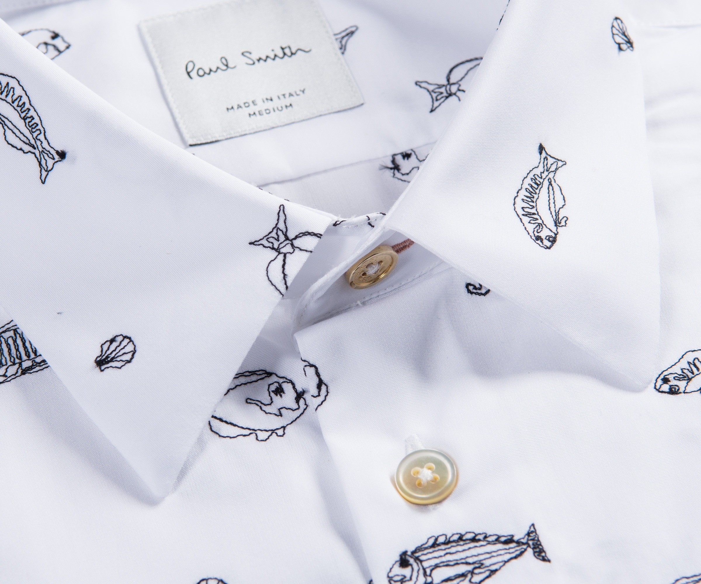 Paul Smith Embroidered Fish Shirt White