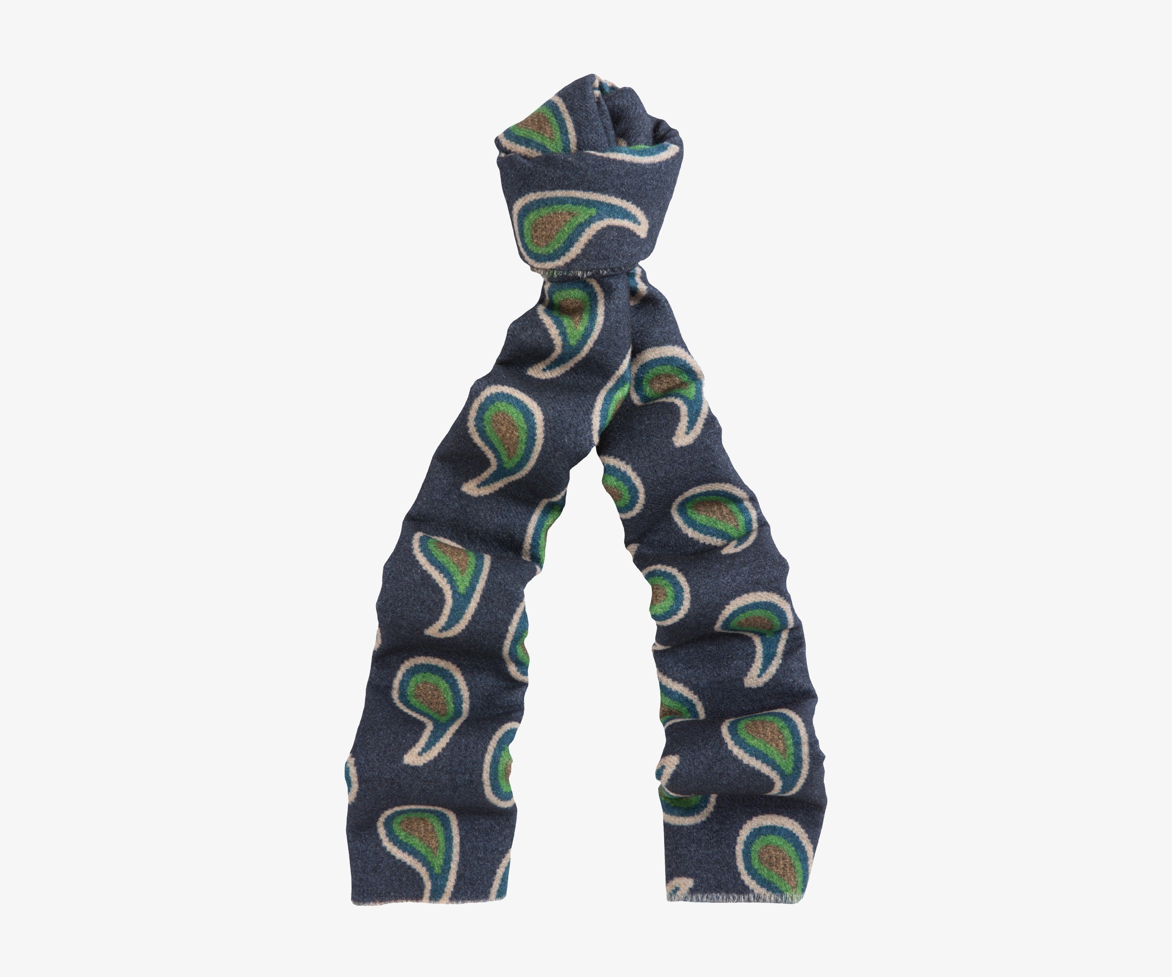 Paul Smith Giant Paisley Soft Wool Scarf Navy & Green