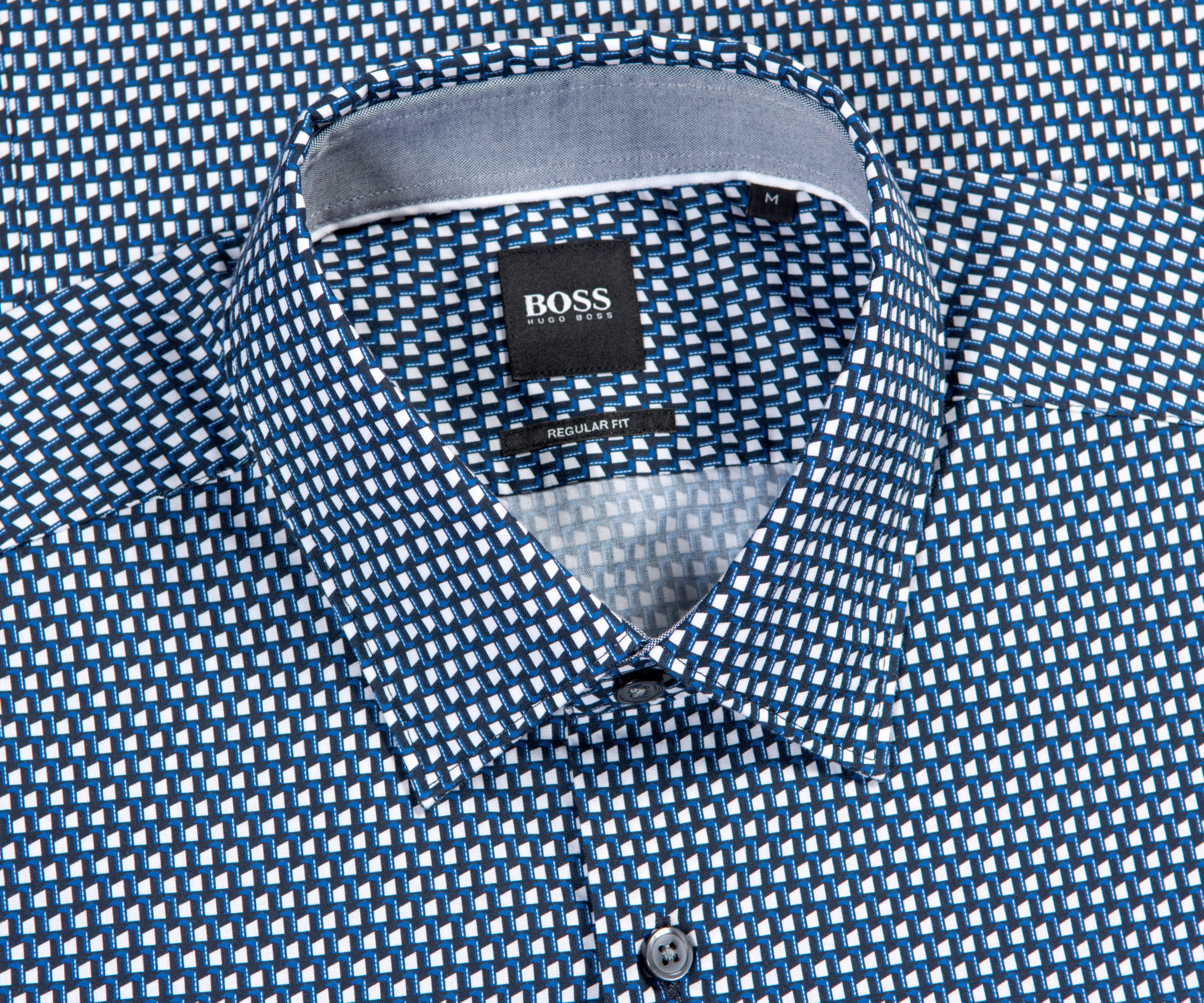 HUGO BOSS Geometric Print Shirt Blue/Black