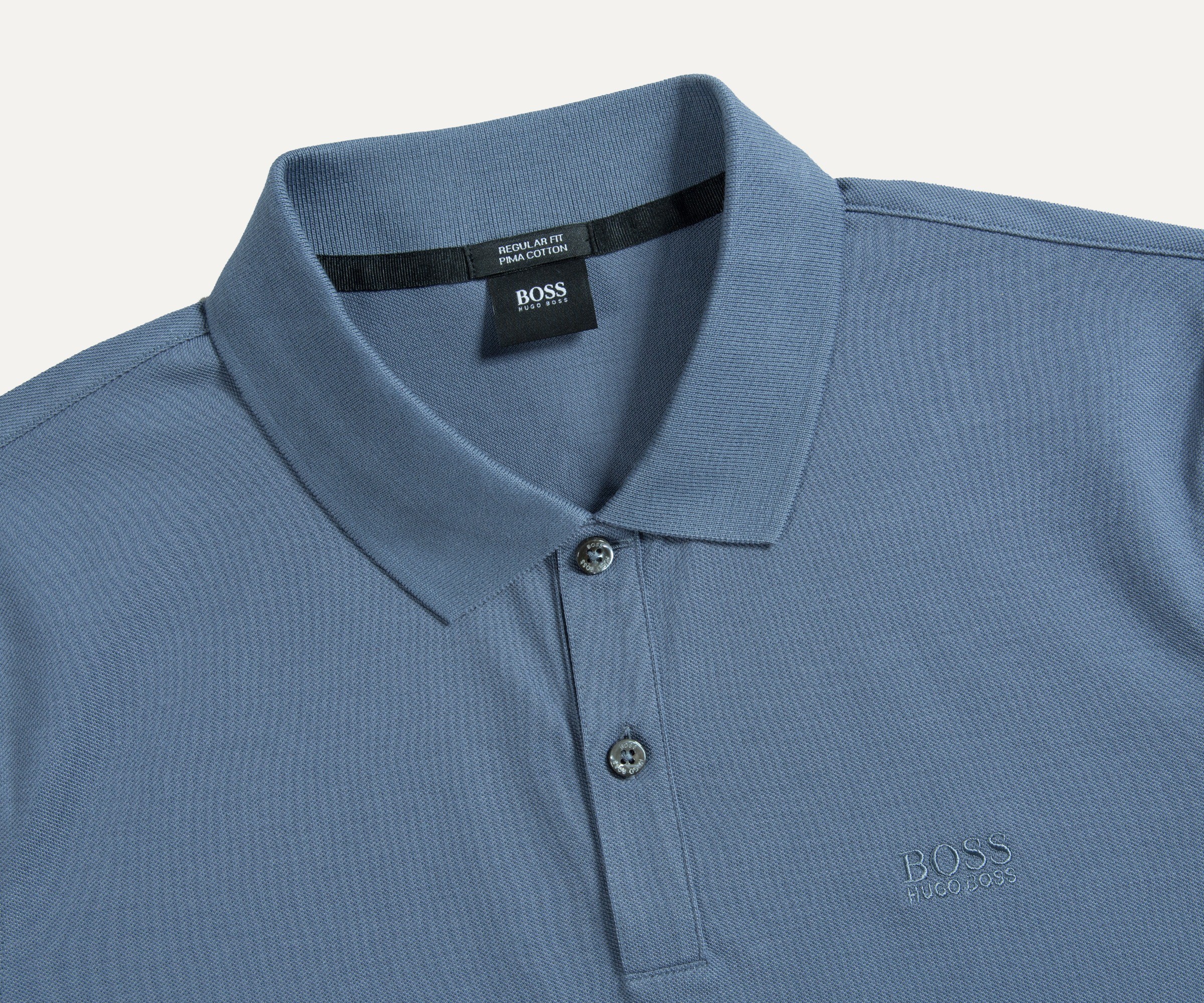 Hugo Boss 'Pallas' 2-Button Regular Fit Pima Cotton Polo Open Blue